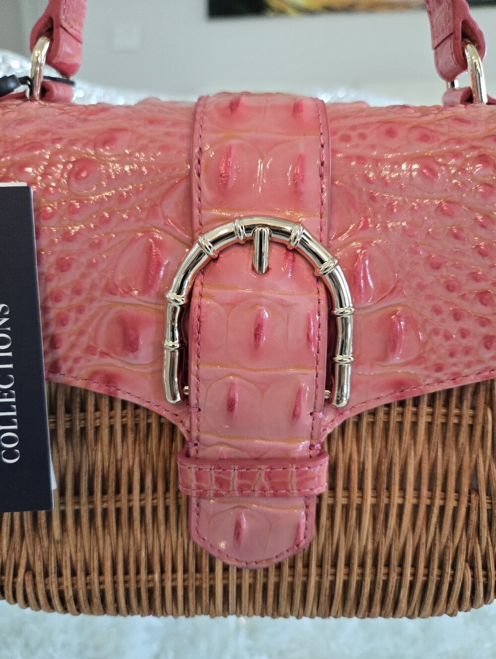 Brahmin Maisie Coral Snapdragon Hanalei Wicker Satchel NWT - Picture 7 of 12